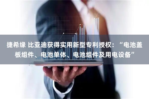 捷希缘 比亚迪获得实用新型专利授权：“电池盖板组件、电池单体、电池组件及用电设备”