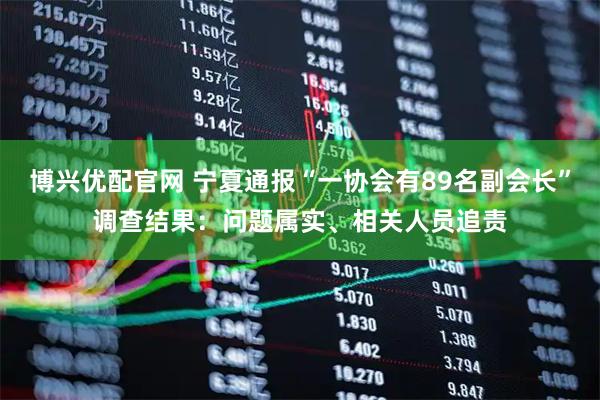 博兴优配官网 宁夏通报“一协会有89名副会长”调查结果：问题属实、相关人员追责